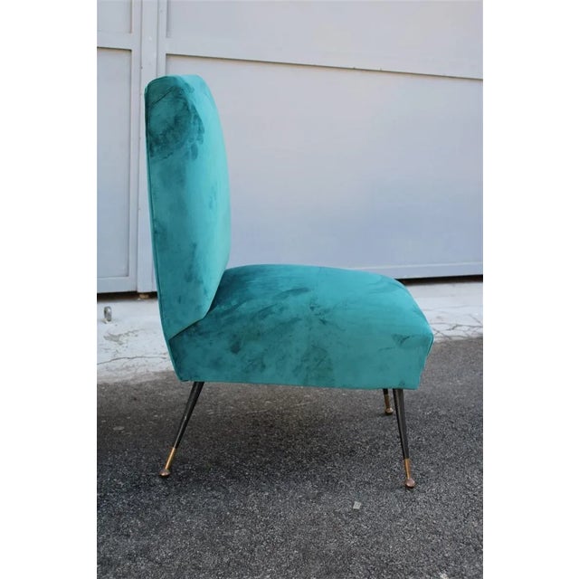 Set of Green Velvet Lounge Chairs by Gigi Radice for Minotti, 1950s For Sale - Image 4 of 9