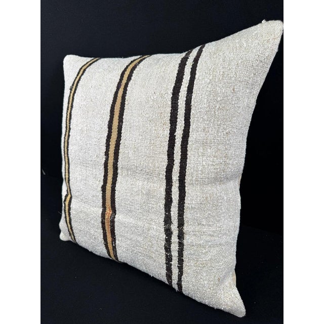 Turkish Hemp Pillow Cushion Natural Beige Brown Pillow Cushion Cover 24x24 For Sale - Image 4 of 4