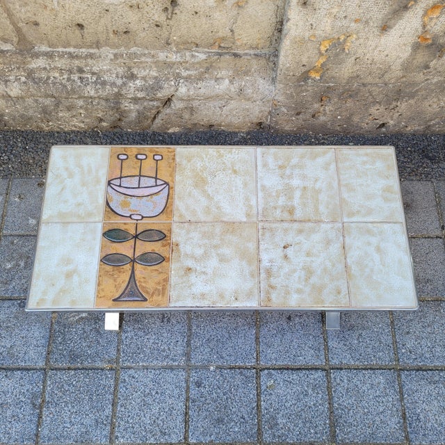 Metal Mid-Century Coffee Table in Ceramic and Chrome-Plated Steel by Jean Gregorieff for Roche Bobois, France, 1970s For Sale - Image 7 of 18