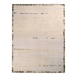 Rug & Kilim’s Contemporary Rug in Off White, Black Solid Stripe Patterns For Sale