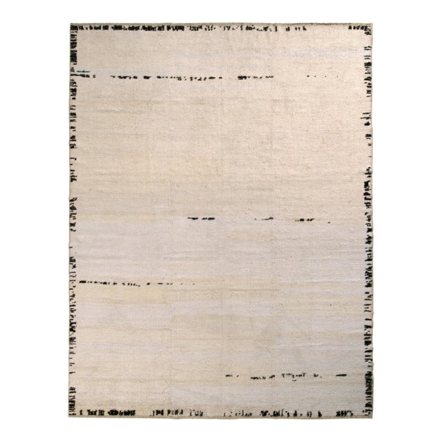 Rug & Kilim’s Contemporary Rug in Off White, Black Solid Stripe Patterns For Sale