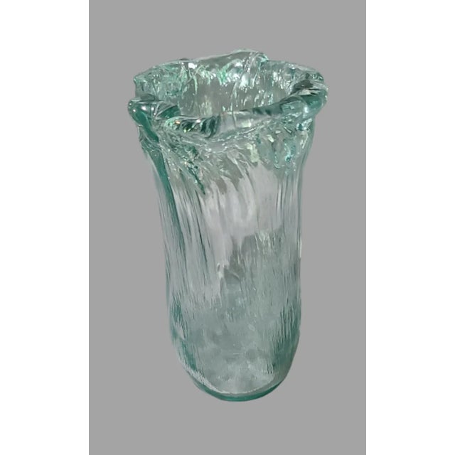 Mid-Century Modern Late 20th Century San Miguel Vidrios Spain 100% Recycled Glass Sea Glass Green Art Vase For Sale - Image 3 of 7