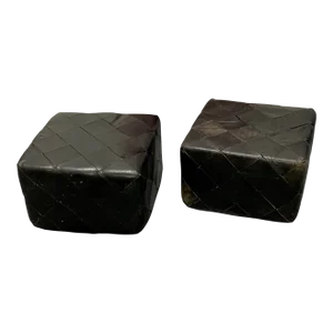 Mid 20th Century Danish Leather Patchwork Pouf/Ottoman - a Pair