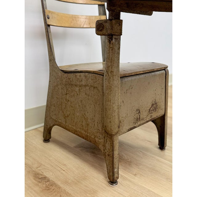 Antique Industrial Kids School Desk Adjustable Vintage Cast Iron Wood For Sale - Image 14 of 16