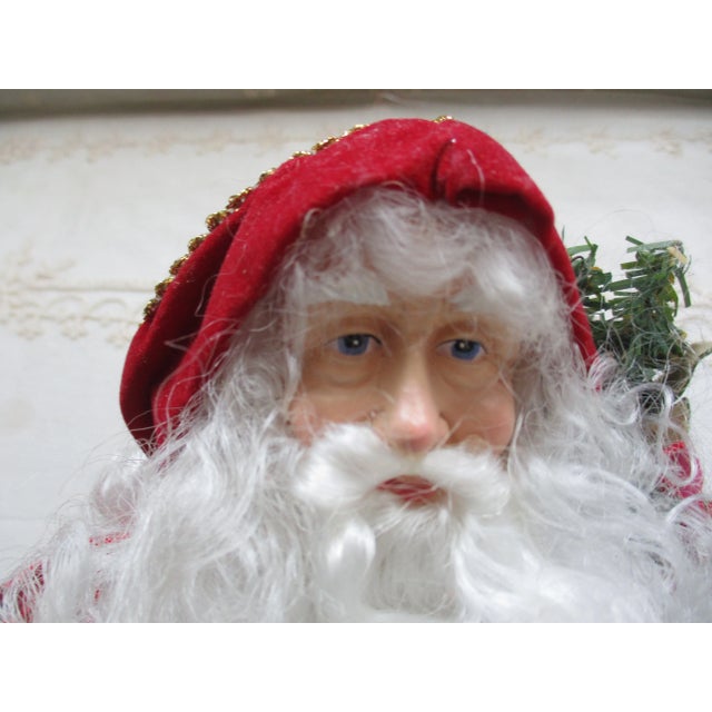 Victorian Vintage Victorian Christmas Mantel Santa Poseable With Garland 17" For Sale - Image 3 of 10