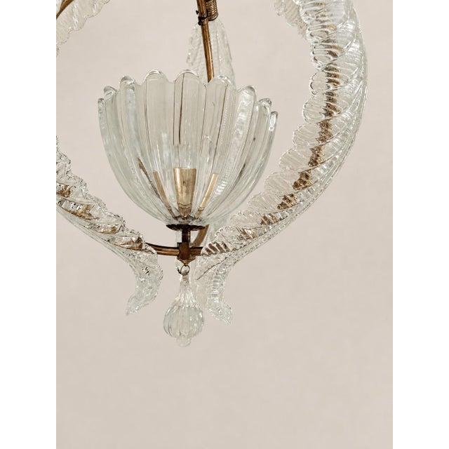 Mid-Century Murano Glass and Brass Pendant Light from Barovier & Toso, 1950s For Sale - Image 4 of 18