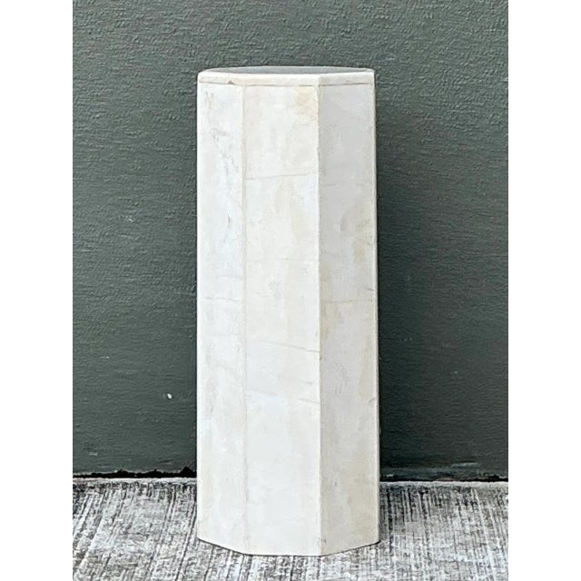 Vintage Small White Marble Hexagonal Pedestal For Sale - Image 4 of 12
