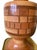 Vintage Mid Century Brutalist Marquetry Lathe Block Wood Hand Turned Table Lamp For Sale - Image 4 of 7