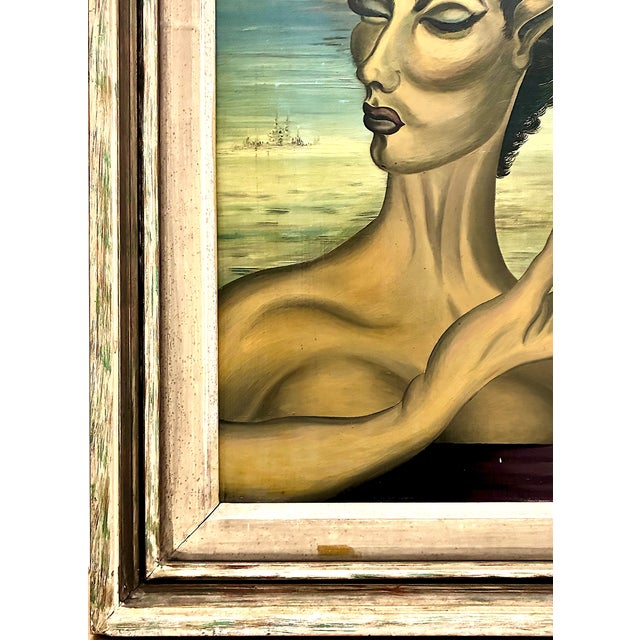 Wood A Mid-Century Surreal Portrait by Chilean Artist Fabio Lemus For Sale - Image 7 of 12