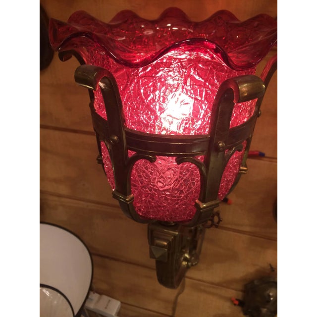 Mid 19th Century Cranberry Glass and Brass Wall Sconce For Sale - Image 5 of 10