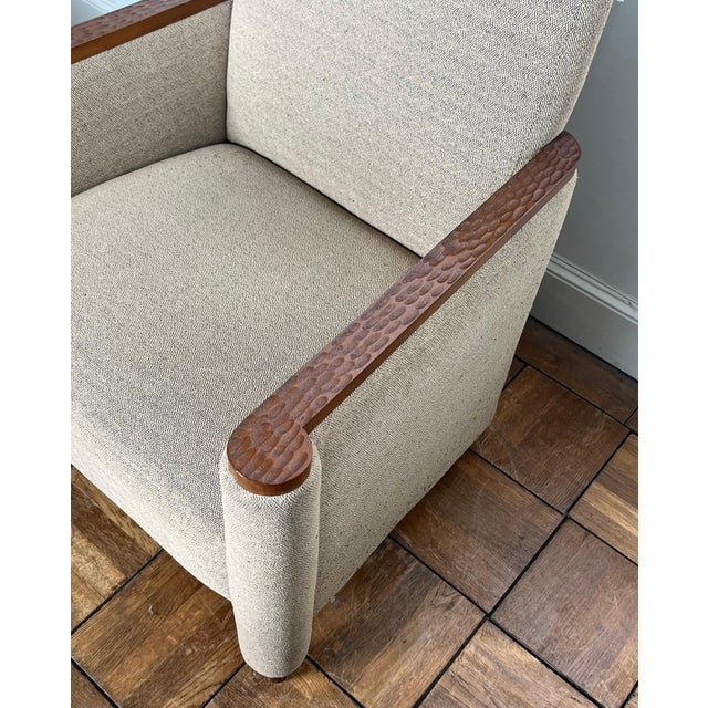 Textile 1980s Pair of armchairs in gilded wood and speckled fabric For Sale - Image 7 of 12