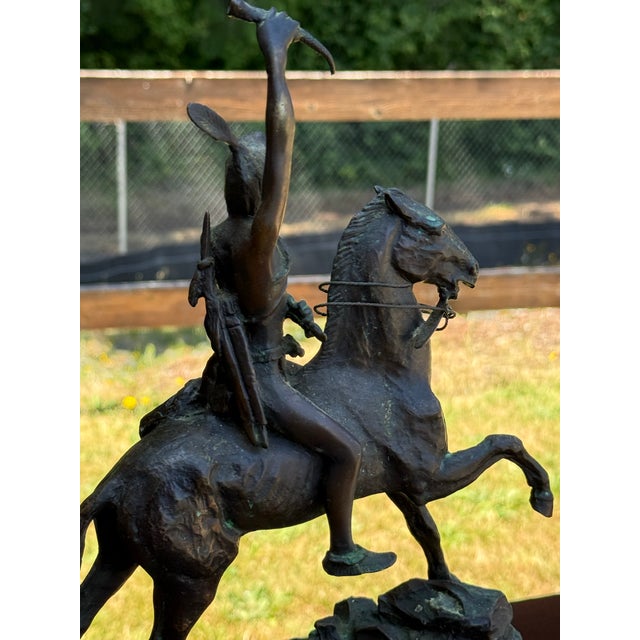 Metal 1970s Frederic Remington Bronze Indian on Horse W/Knife Signed ! For Sale - Image 7 of 8