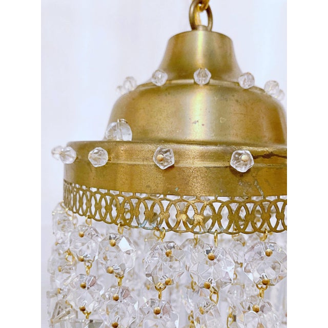 1950s Vintage Italian Brass Upside Down Layered Cake Chandelier For Sale - Image 5 of 7