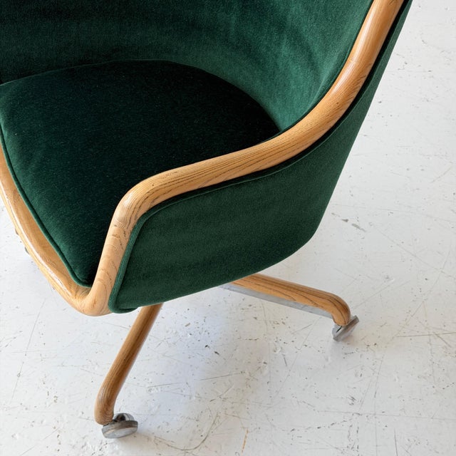 Wood Mobius Swivel Desk Chair by Ward Bennett in Mohair For Sale - Image 7 of 8