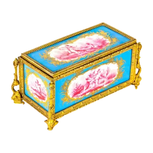 French Sevres Porcelain and Ormolu Jewelry Casket, 19th Century