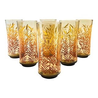 1970s Vintage Wheat Tumblers - Set of 6 For Sale