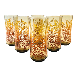 1970s Vintage Wheat Tumblers - Set of 6
