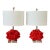 Pair of Red Faux Coral Table Lamps on Clear Acrylic Bases For Sale