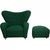 Fleming Lassen's "The Tired Man" lounge chair with ottoman, fully upholstered in green Hallingdal fabric, and with legs of...