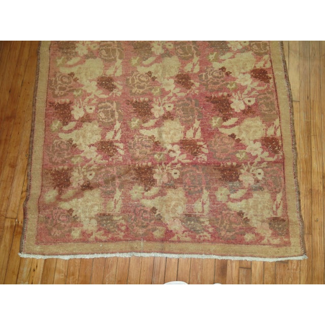 Textile Vintage Zabihi Collection Pink Floral Karabagh Rug - 4'6" x 7'8" For Sale - Image 7 of 7