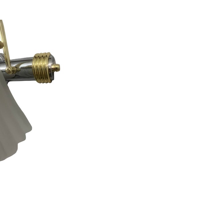 Art Deco 1980s Vintage Pasquale Miranda Feiss Art Deco Postmodern Brass Bathroom Sconce Chrome Gold Vanity Lamp For Sale - Image 3 of 7