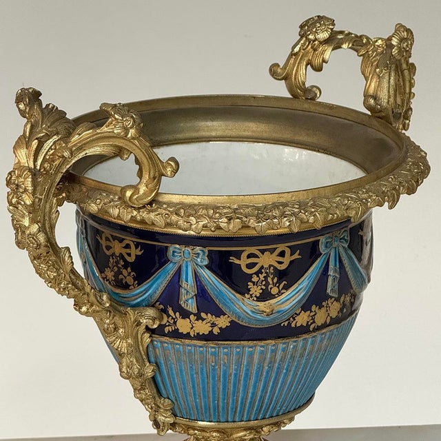 19th Century French Porcelain Vase in the Sèvres Style With Gilt Bronze Mounts For Sale - Image 9 of 18