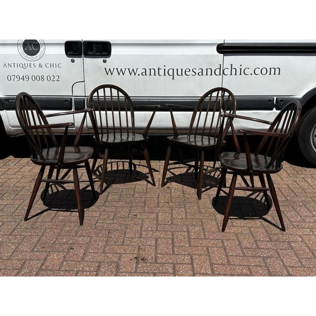Vintage Windsor Dining Chairs from Ercol, 1960s, Set of 4 For Sale - Image 12 of 14