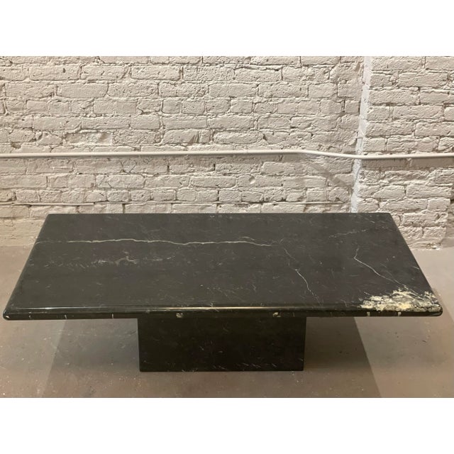 1980s Vintage Nero Marquina Postmodern Black Marble Coffee Table For Sale - Image 4 of 12