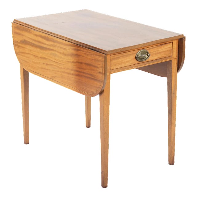 Antique Georgian English Pembroke Table With Brass Banded Border - Circa Early 19th or Late 18th Century For Sale