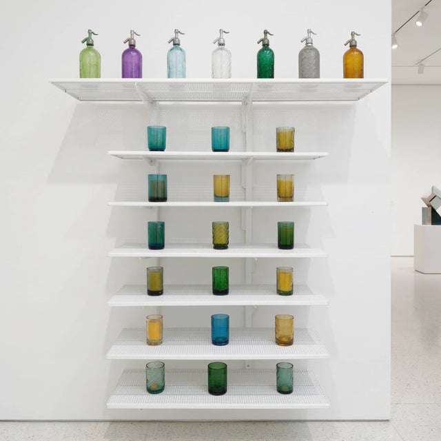 Candle Holder, 1930s Argentine Seltzer Bottle. Repurposed Embossed Glass Luminaire For Sale - Image 4 of 4