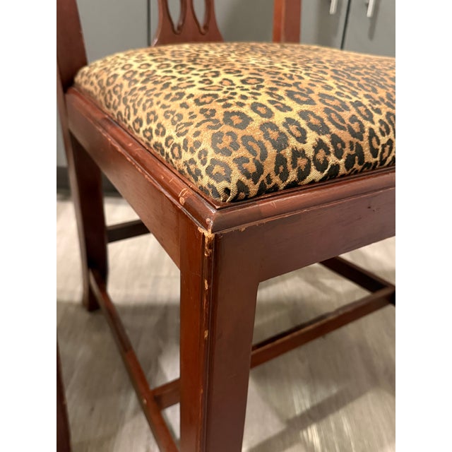 Vintage Baker Furniture Mahogany Dining Chairs With Leopard Print Seats – Set of 4 For Sale - Image 9 of 9