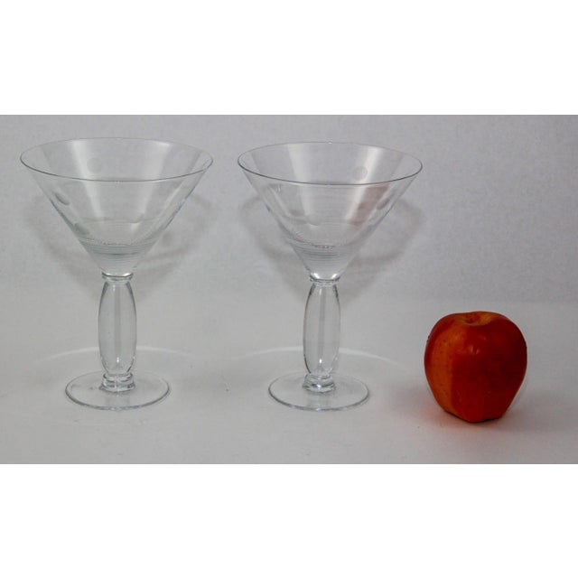 Royal Doulton Martini Crystal Etched Glasses Set of 2 Vintage Cocktail Barware For Sale - Image 10 of 12