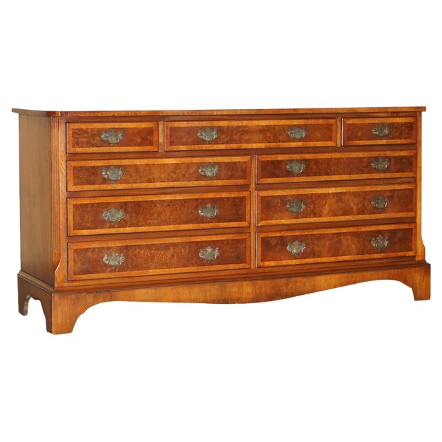 Georgian Style Sideboard or Chest of Drawers in Burr & Burl Walnut For Sale