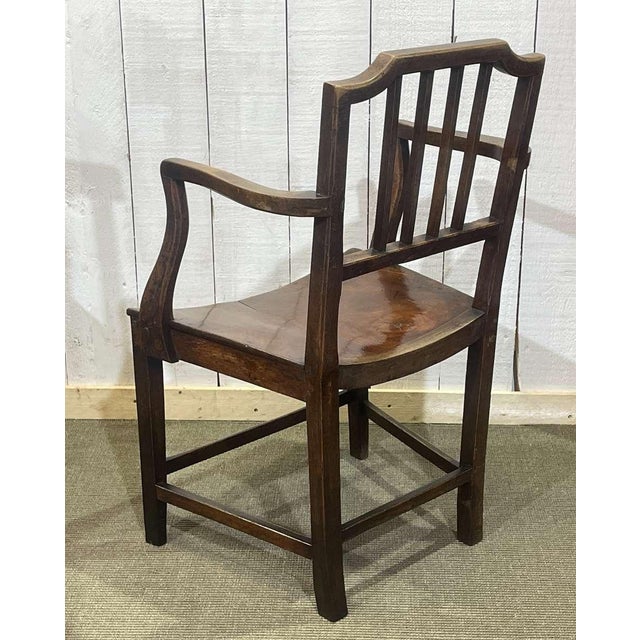 Antique Table in Elm and Oak with Extensions and Chairs, Set of 9 For Sale - Image 16 of 18