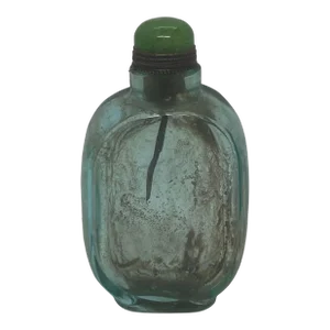 Vintage Early 20th Century Chinese Green Glass Snuff Bottle