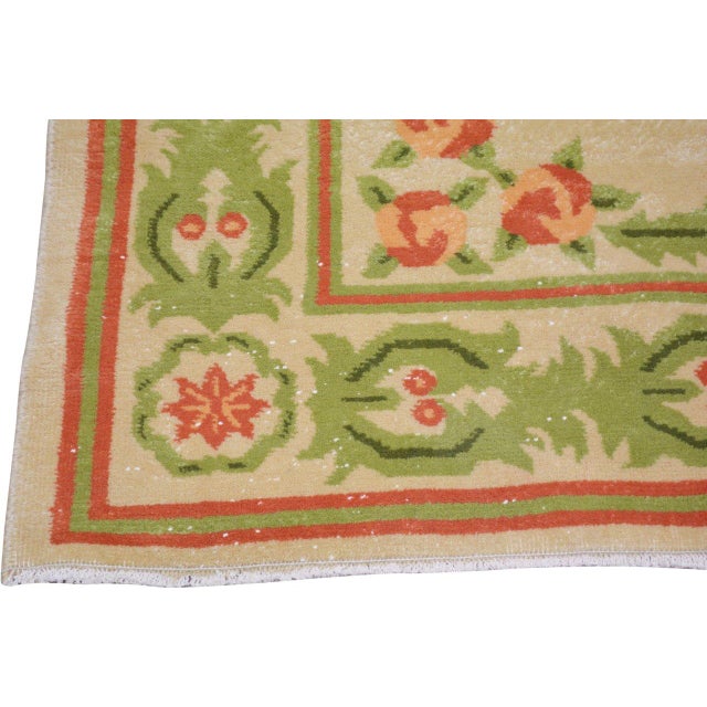 Vintage Chinese Art Deco Hand Knotted Wool Rug, 4'x5'9 For Sale - Image 4 of 5