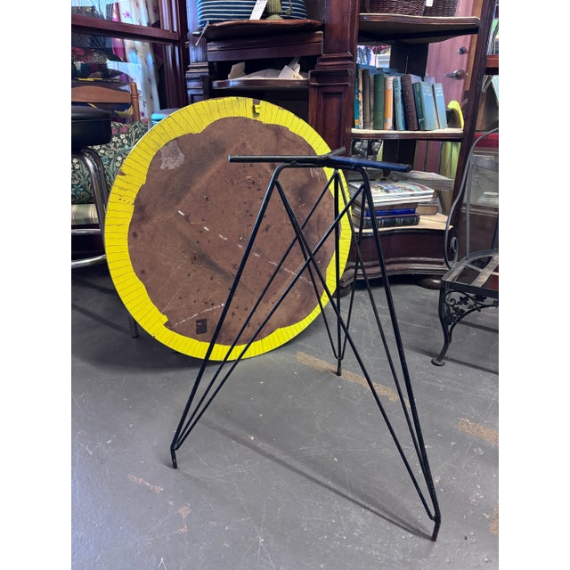 Mid-Century Modern Eames Style Vintage Eiffel Tower Iron Base and Table For Sale - Image 3 of 11