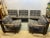 A very attractive seating group consisting of five armchairs. Two armchairs with armrests and three armchairs without...