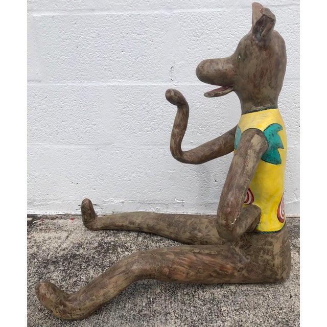 Gray Large Vintage Paper Mache Wolf For Sale - Image 8 of 9
