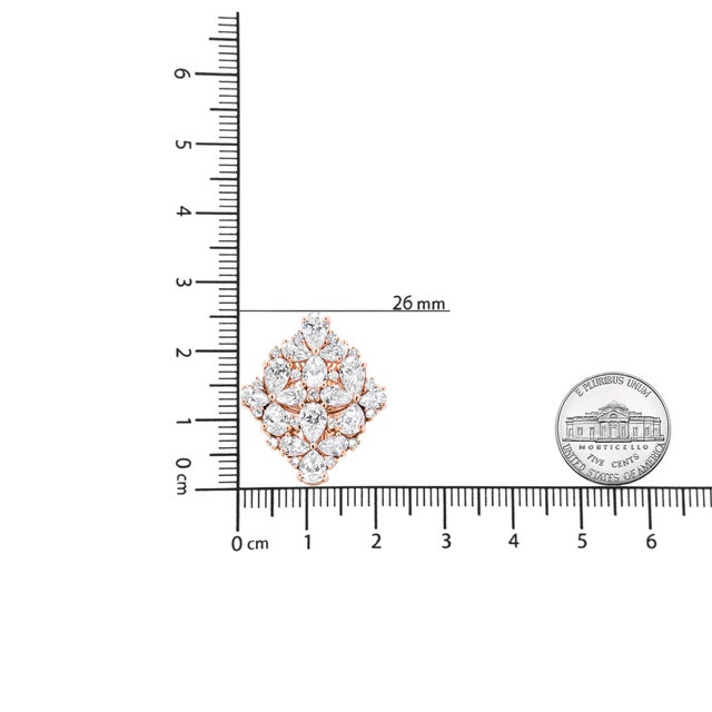 Metal 18K Rose Gold 8 1/3 Cttw Pear and Round Diamond Floral Cluster Omega Earrings (F-G Color, VS1-VS2 Clarity) For Sale - Image 7 of 7