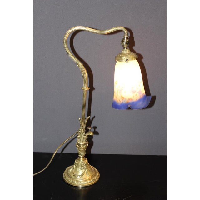 Bronze and Pâte de Verre Desk Lamp from Muller Frères, 1900s For Sale - Image 6 of 14