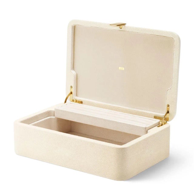 This decorative box has a luxurious Faux Shagreen finish and soft, curved lines, giving it a feminine look. Minimalist...