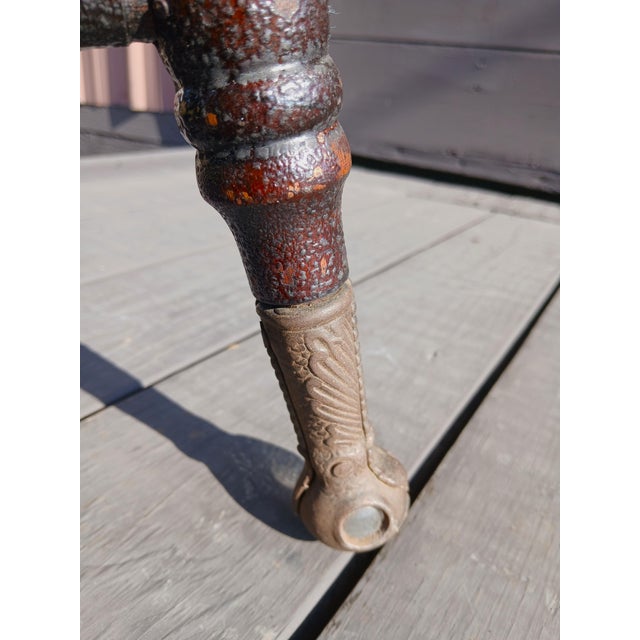 1900 - 1909 Early 1900s Antique Chas Parker Meriden Ct Mahogany Organ or Piano Stool Iron With Glass Feet For Sale - Image 5 of 18