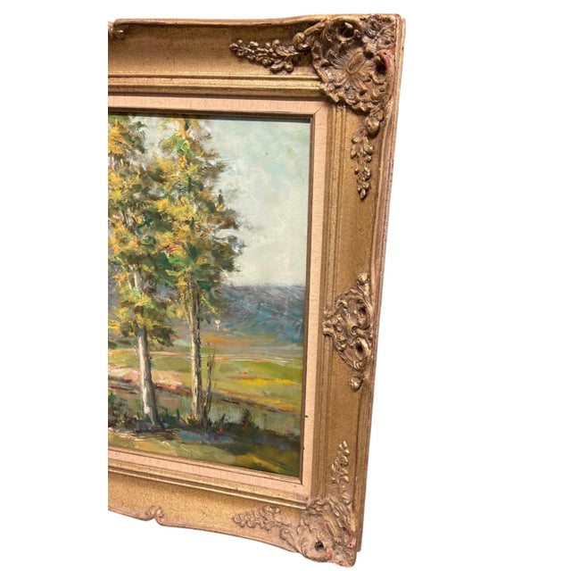 Traditional Antique Painting: Pastoral Landscape With Figure by River For Sale - Image 3 of 12