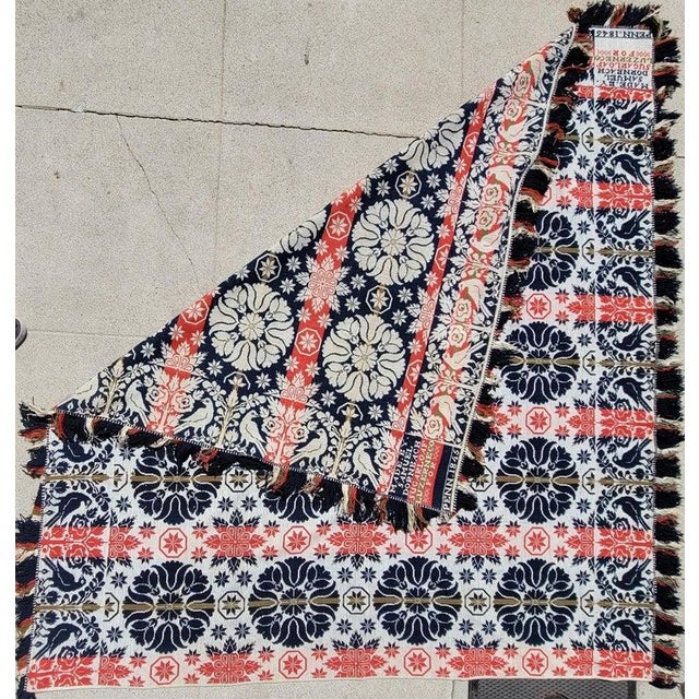 Pennsylvania Dated 1845 Woven Jacquard Coverlet For Sale - Image 10 of 14