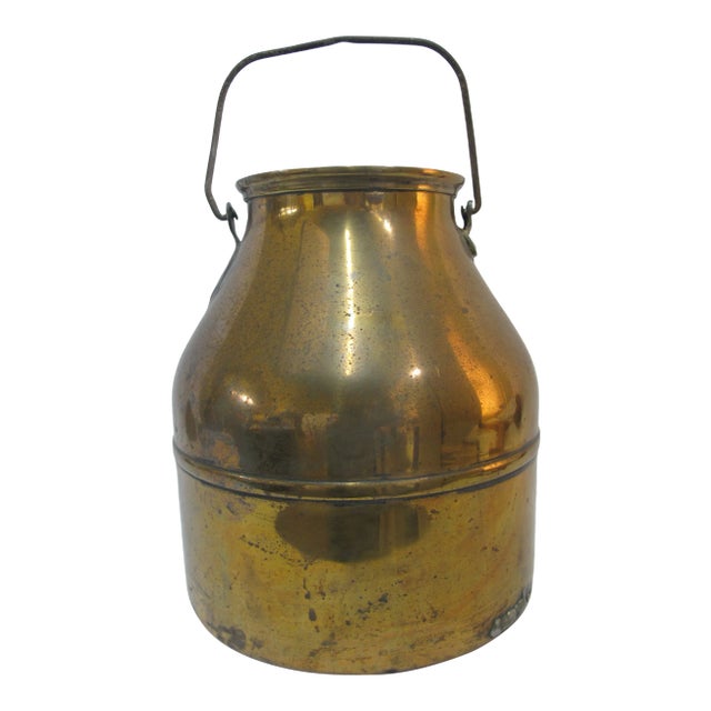 19th Century Large Dairy Milk Pail Can Jug With Handle For Sale