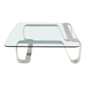 Bent Polished Stainless Glass Top Gary Gutterman "Odyssey" Coffee Table