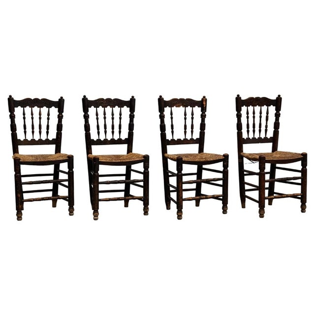 Rustic Wood French Chairs, 1950s, Set of 4 For Sale - Image 18 of 18
