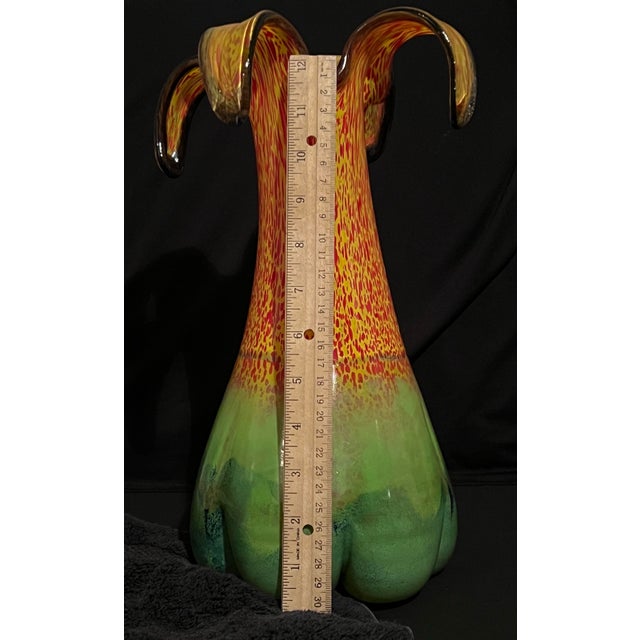 2010s Stunning Art Vase by Art House, Kosta Boda Handblown by Swedish Artist, Ludvig Lofgren. Mid-Century Style. Vibrant!! For Sale - Image 5 of 12