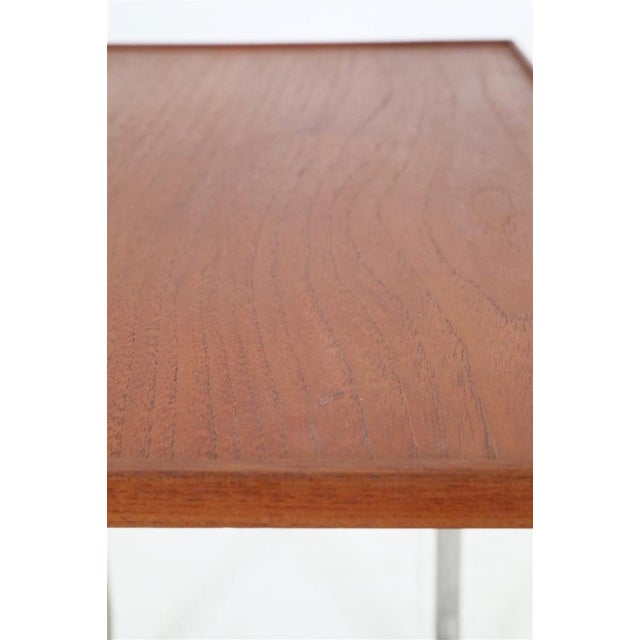 Wood Mid-Century Danish Adjustable Teak and Tube Steel Side Table, 1960s For Sale - Image 7 of 14